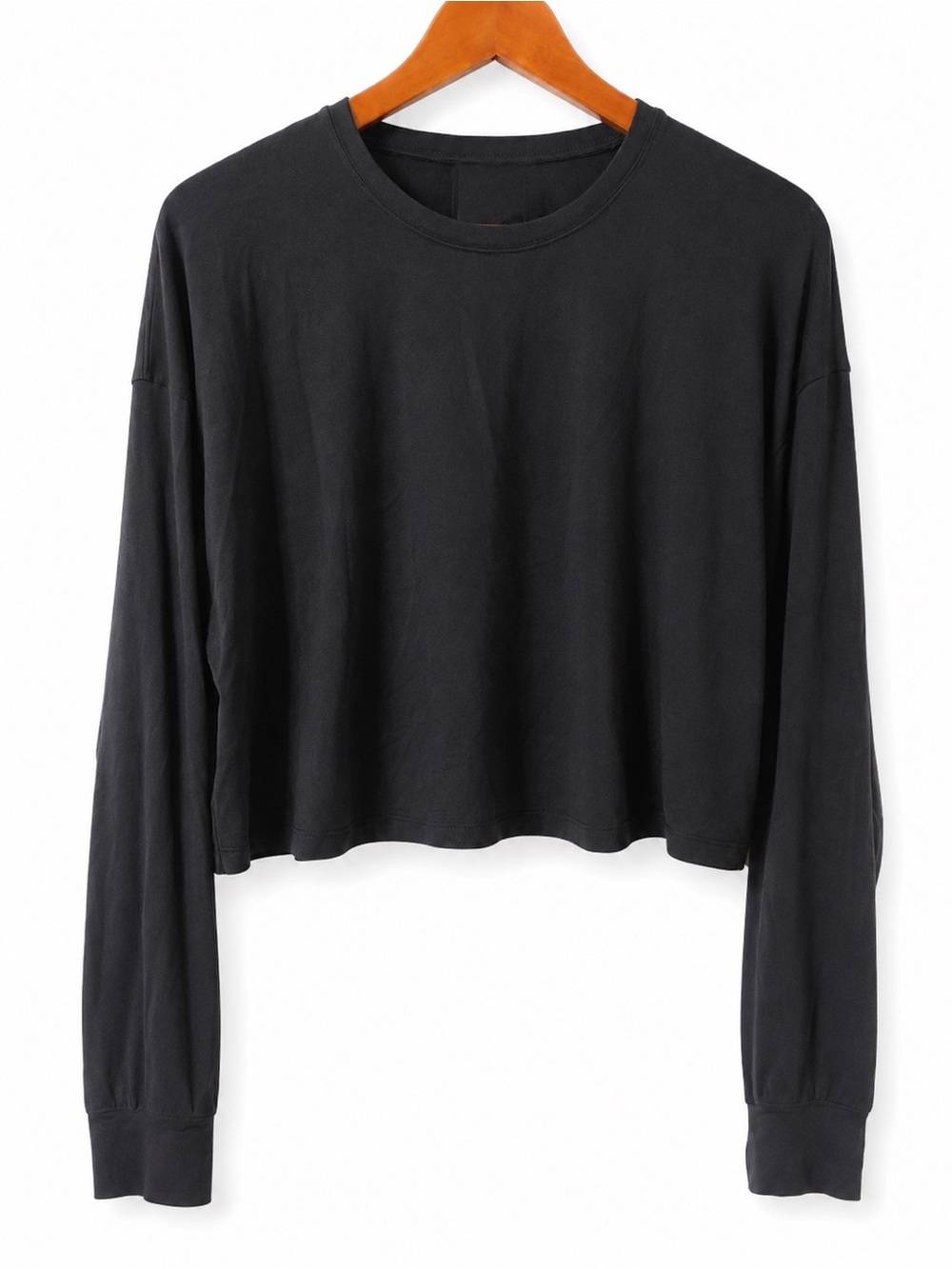 Lululemon Black Cropped Long Sleeve Crew Neck Top Women’s Large